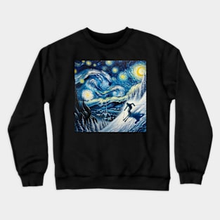 Alpine Skiing Starry Night-Inspired - Winter Sports Crewneck Sweatshirt